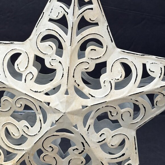 Christmas Tree Star Toppers Set Of 2 Elegant Gold Glitter White Metal Swirl Base - Picture 10 of 13